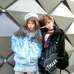 晚晚张旅菲huifeng人造皮草保暖两件套装 皮草外套 毛毛衣服