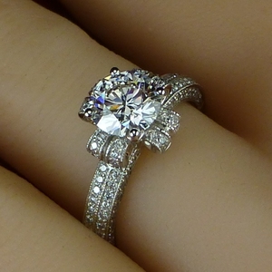 1.2克拉g色vvs2裸钻石纽约定制宫廷古典花朵款铂金结婚钻戒指正品