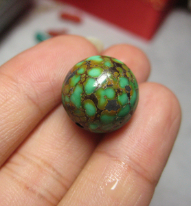 天然原矿极品高瓷菜籽黄绿松石圆珠15.6mm
