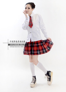日韩版少女演出服格子裙领带三件套校服英伦学院派班服学生服装