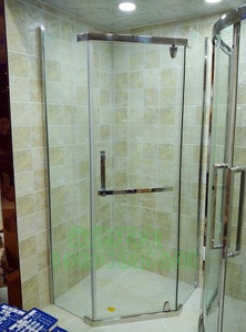 135度平开门式推拉门淋浴房钻石型浴室304配件含拉手磁吸防水条