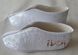 女白色棉寿鞋【厂家批发丧葬殡葬用品寿衣店骨灰盒纸扎】