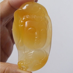特价包邮纯手工天然云南龙陵黄龙玉石黄蜡石观音挂件吊坠
