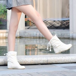 2024新款韩版学生靴单靴子女鞋子春秋季短靴平跟平底少女冬季白色