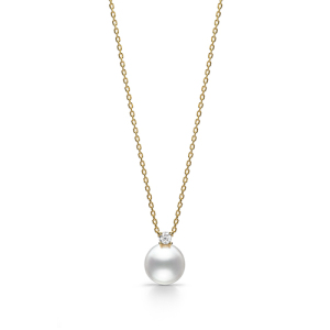 日本代购 tasaki 珠宝 塔思琦18k金 海水珍珠钻石吊坠项链 9mm