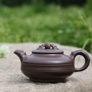 紫砂吴 紫砂壶 手工紫砂壶 陈旭凤原矿紫茄泥 时来运转