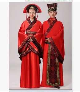 古装红色新娘新郎中式结婚喜服成人礼服红色汉服唐朝汉朝婚服男女