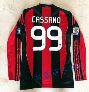 ac米兰 1011冠军赛季 卡萨诺 联赛 主场t版长袖 更衣室落场版球衣