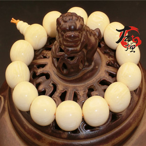 左垣仿象牙/河马牙/鱼牙佛珠手串 男女20/16mm树脂手链手镯饰品