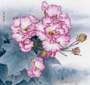 图片 工笔百花 芙蓉花 步骤图 电子版 非实物 不发快递