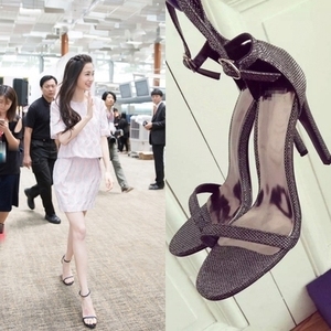 杨颖angelababy同款2015夏细跟金色高跟凉鞋简约一字带3233小码女