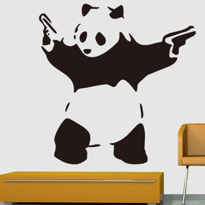 功夫熊猫墙贴客厅卧室墙面时尚装饰墙纸双枪熊猫即时贴60x60