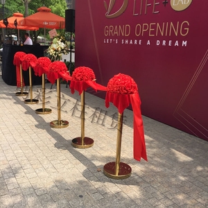 剪彩立柱剪彩花球剪彩花球立柱一套金色立柱银色立柱红色剪彩花球