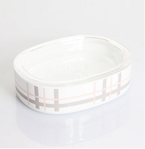 多样屋英格兰二代肥皂盘进口亚克力双层可滤水香皂盒英伦风粉灰白