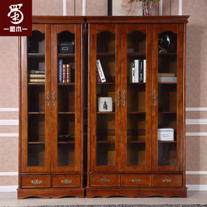 纯实木中式香樟木实木书柜带门五门组合书柜自由组合书柜书房家具