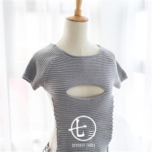 现货包邮 春夏大露背毛衣一字开胸连体精梳纯棉针织衫开背毛衣女