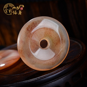 天然沁血羊角平安扣吊坠 金刚星月菩提配饰手工文玩佛珠手串配件