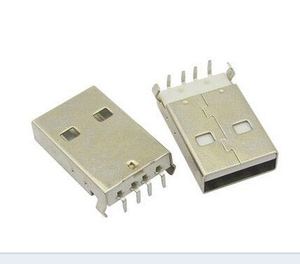 USB插头 白色  A公头 A型公头 90度脚 焊板 直插式 AM A公 90度