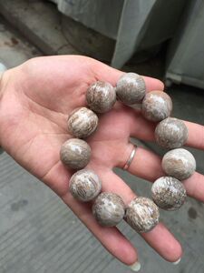 福来缅甸天然树化玉小精品细树纹路纹理木纹20mm大珠子男士手链串