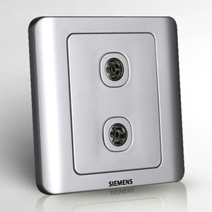 西门子二位有线闭路开关插座远景彩银色双电视插座两孔tv面板