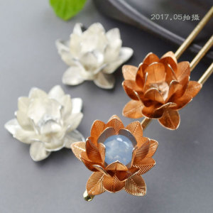 花托27mm压纹铜莲花朵 手工diy发簪材料配件 汉服配饰材料