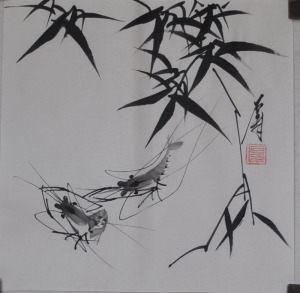 临摹齐白石虾纯手绘水墨画真迹装饰画精品国画书画作品一尺斗方