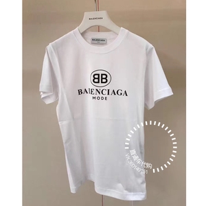 欧洲正品代购 balenciaga/巴黎世家 19春夏修身白色bblogot恤