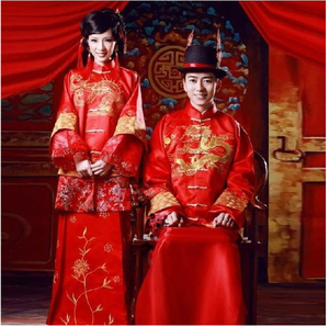 民国新娘嫁衣秀禾服 中式婚礼服情侣古装 新娘新娘结婚喜服龙凤褂