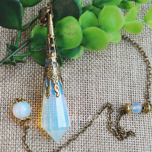 蛋白石灵摆吊坠项链占卜问事能量石饰品情侣