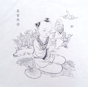 绵竹年画木版线条斗方画(白描图)#10张以上包邮