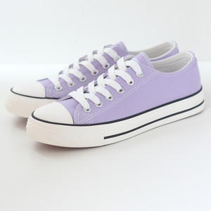纯色韩版低帮系带平底帆布鞋女鞋运动休闲鞋单鞋紫色女布鞋学生鞋