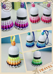 手工制作创意DIY  羽毛球挂件 挂饰饰品钥匙扣 彩虹渐变色系列