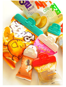 日本彩色糖果色食品袋密封塑料封口夹子 大号可爱 保鲜夹 两枚装
