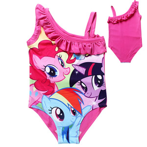 女童斜肩 双肩连体游泳衣my little pony 小马宝莉泳衣 6600