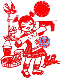 劳动 剪纸 贴纸 窗花 纯手工 做家务儿童学生幼儿园剪纸人物剪纸