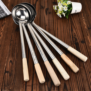 不锈钢长柄大号马勺实心食堂酒z店炒勺家用饭店厨师用的炒菜大勺