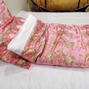 粉色婚被古代宫廷被子结婚用的红色喜陪嫁老式手工棉被传统丝绸缎