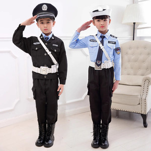 速发儿童警服男女童警官服演出服小孩交警军人衣服警辅服装警察服