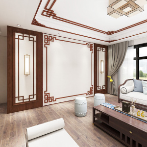 新中式吊顶角花装饰 l型平板线条实木镂空花格客厅天花顶角线走边