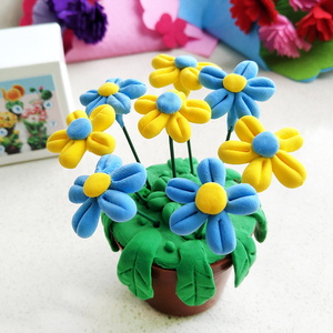 超轻黏土彩泥手工制作花盆多肉春天植物 幼儿园儿童diy.母亲节礼