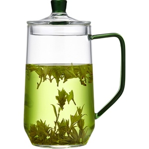 大号容量480ML玻璃杯带盖把喝水杯子男J女办公室泡绿茶杯猴魁专用