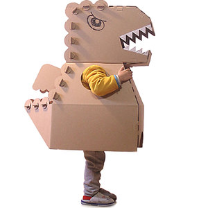 儿童diy恐龙纸箱n可穿成人头套纸壳幼儿园涂鸦纸板箱纸盒折纸