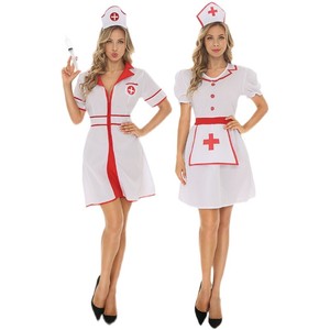 现货速发万圣节成人舞台演出服 欧美可爱护士游戏服装 白色制服角