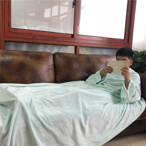 加厚纯色法兰绒懒人毯/袖毯B/情侣懒人毯 电视毯1.5米