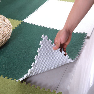 日式地毯卧室全铺房间大面积拼接泡沬地垫子绒面方块床边毯可裁剪
