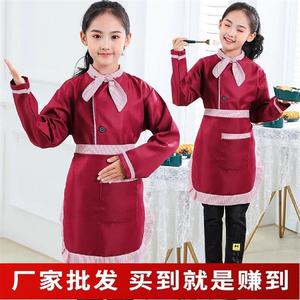 儿童角色扮演服装cos服务员围裙两件套元旦幼儿园V厨师演出服女童