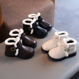 女童靴子儿童雪靴婴儿鞋2023秋冬新款大棉加绒短靴小女孩皮靴潮