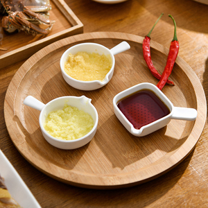 陶瓷研容调料碟磨姜泥带手柄家用蘸料小碟子醋酱料u烤肉火锅调味