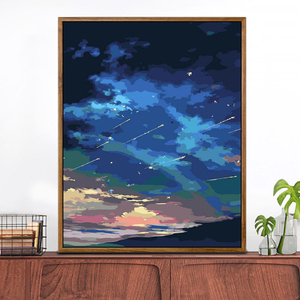 星空流星雨diy数字油彩画手绘填色丙烯油画 客厅卧室装饰风景画
