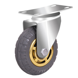 3寸橡胶重d型万向轮5寸带轴承刹车转向小推车拖车轮子4寸静音脚轮